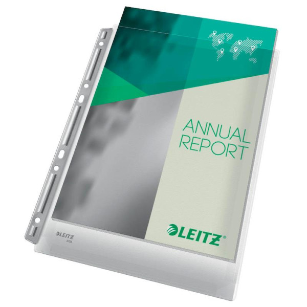 3 LEITZ Prospekthüllen 4755 DIN A4 transparent genarbt 0,17 mm mit Seitenfalten
