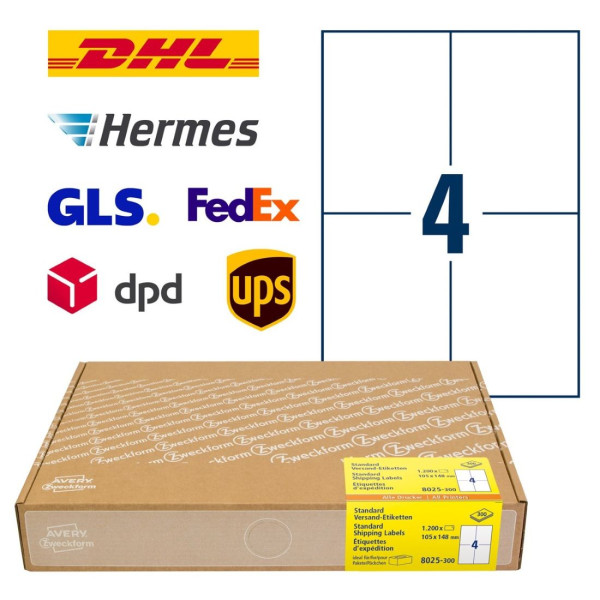 1200 AVERY® Zweckform Versand-Etiketten 8025-300 weiß 105 x 148 mm
