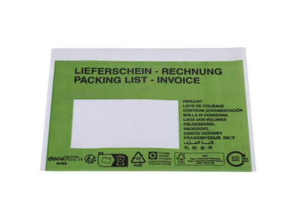 1000 docuFIX® PAPER Lieferschein- & Rechnungstaschen DIN C6