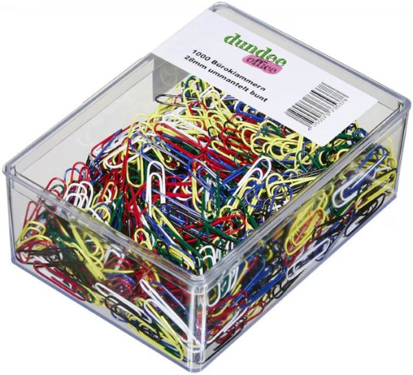 1000 dundee Büroklammern 26 mm farbsortiert runde Form