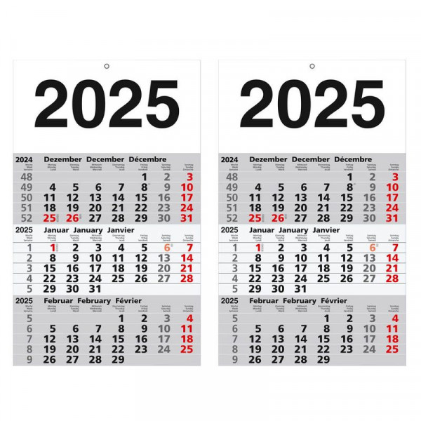 2x 3-Monats-Wandkalender 2025