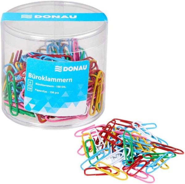 150 DONAU Büroklammern 7831001-99 farbsortiert 28 mm spitze Form