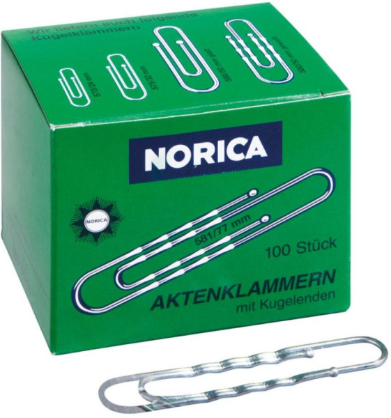 100 ALCO Aktenklammern NORICA 2262 glanzverzinkt 77 mm runde Form