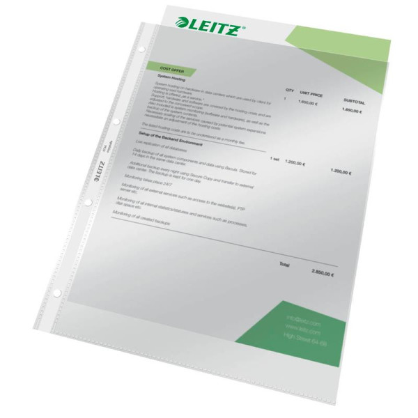 100 LEITZ Prospekthüllen 4734 DIN A4 glasklar glatt 0,08 mm