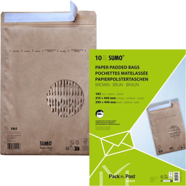 10 Mailmedia Polstertaschen SUMO® Typ 19/I Format DIN B4 braun