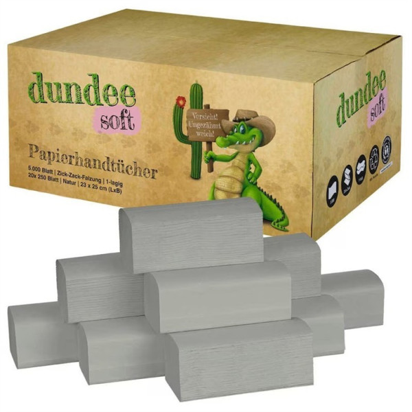 5000 dundee Papierhandtücher Zick-Zack-Falz 1-lagig natur Recyclingpapier