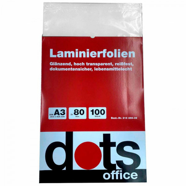 100 dots Laminierfolien für A3 glänzend 80 mic