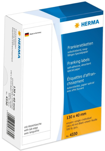 500 HERMA Frankieretiketten 4330 einzeln 130 x 40 mm weiß