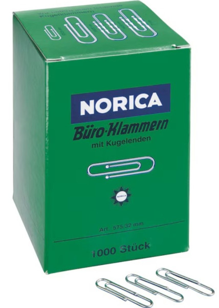 1000 ALCO Büroklammern NORICA 2220 verzinkt 32 mm runde Form