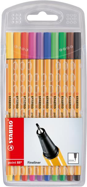 10 Fineliner STABILO® point 88® 0,4 mm farbsortiert