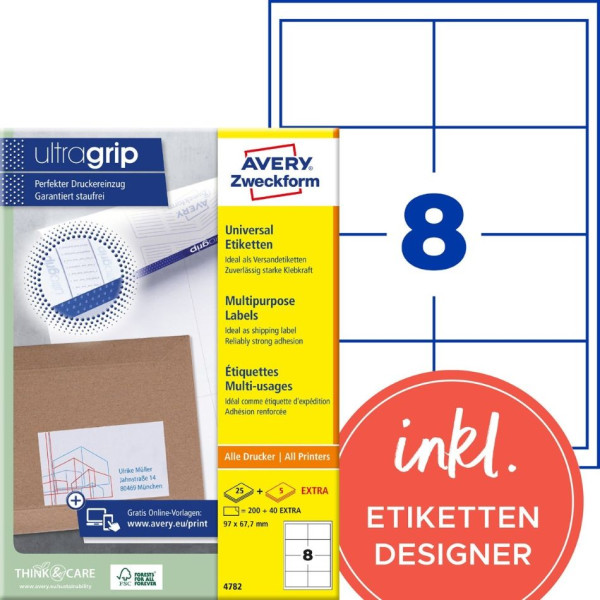 240 AVERY® Zweckform Universal-Etiketten 4782 weiß 97 x 67,7 mm