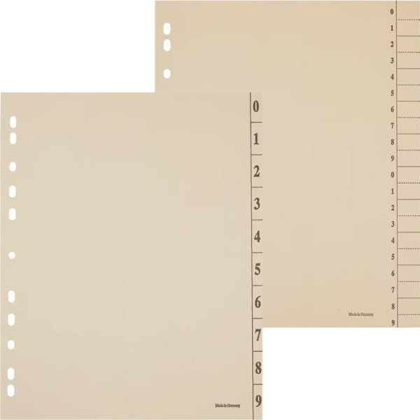 100 Trennblätter 200 g/m² DIN A4 Taben 0-9 chamois