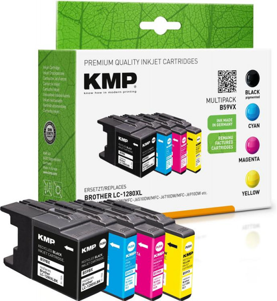 KMP Tinten B59VX ersetzen Brother LC1280XLBK/C/M/Y