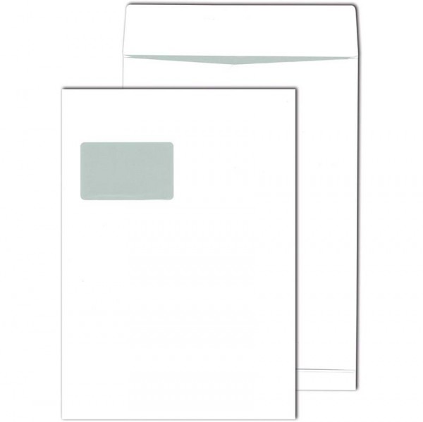 100 MAILmedia Faltentaschen DIN C4 mit Fenster weiß