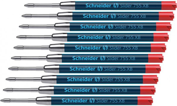 10 Schneider Slider 755 XB rot Kugelschreiberminen