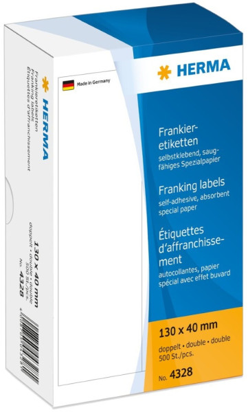 500 HERMA Frankieretiketten 4328 doppelt 130 x 40 mm weiß