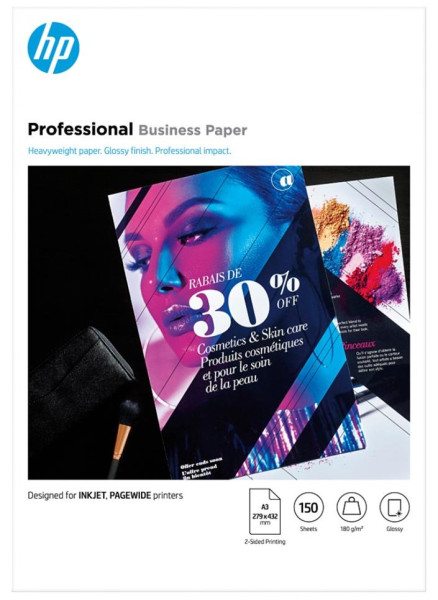 HP Fotopapier 7MV84A Professional DIN A3 glänzend 180 g/m², 150 Blatt