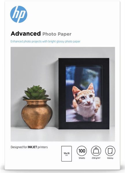 HP Fotopapier Q8692A Advanced 100 x 150 mm glänzend 250 g/m², 100 Blatt