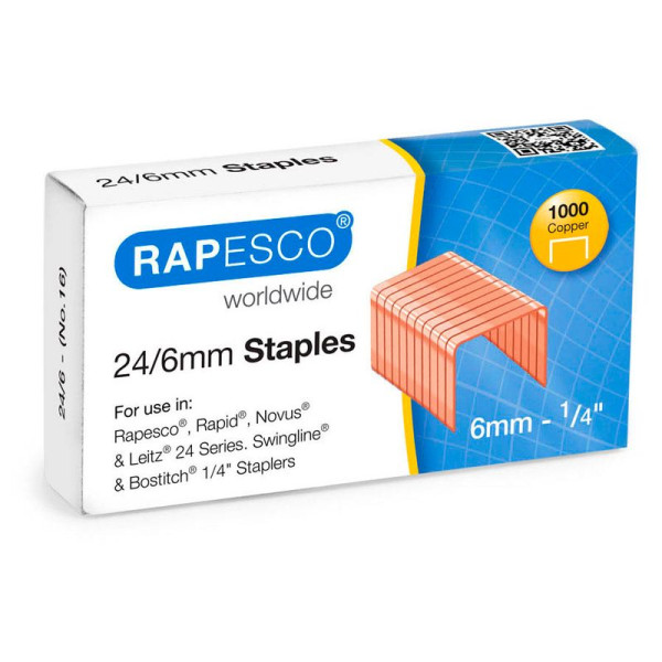 1000 RAPESCO® Heftklammern 24/6 verkupfert