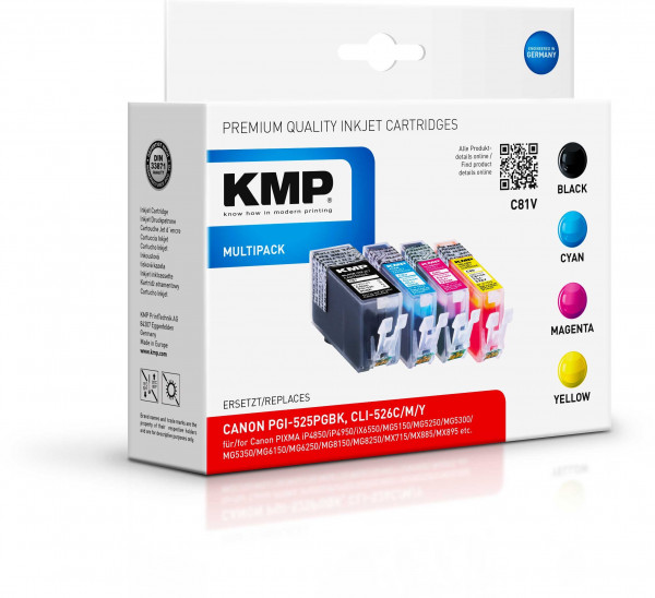 KMP Tinten C81V 4tlg. ersetzen CLI-525BK/526C,M,Y