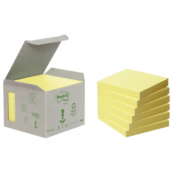 Post-it Recycling Notes 6541B Haftnotizen gelb 6x 100 Blatt