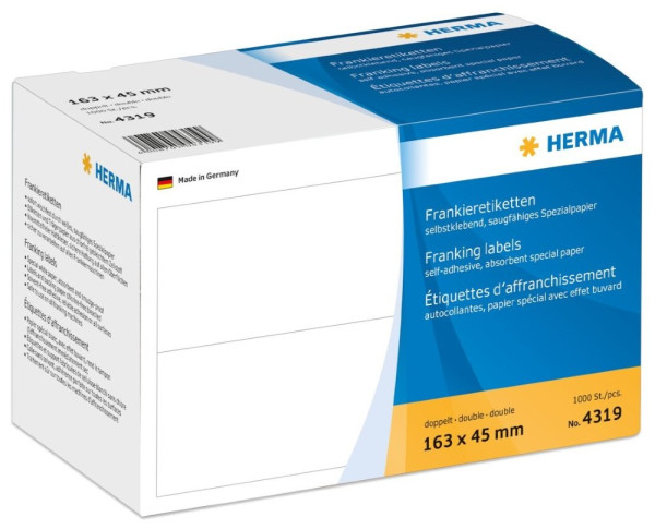 1000 HERMA Frankieretiketten 4319 doppelt 163 x 45 mm weiß