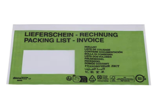 1000 docuFIX® PAPER Lieferschein- & Rechnungstaschen DIN lang