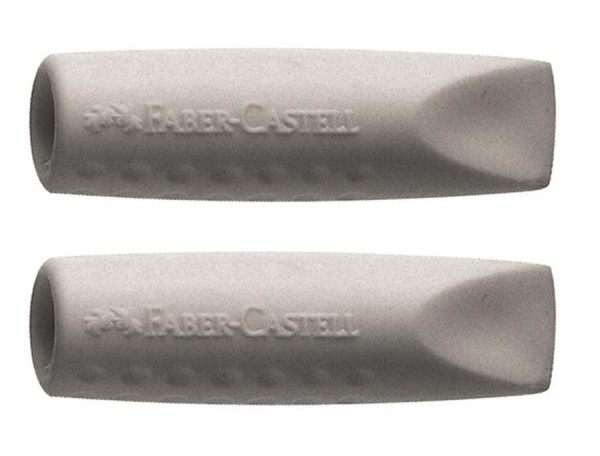 2 FABER-CASTELL Radierer GRIP 2001 Eraser Cap grau