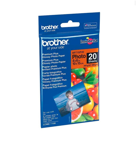 brother Fotopapier BP71GP20 Premium Plus 100 x 150 mm glänzend 260 g/m², 20 Blatt