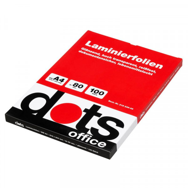 100 dots Laminierfolien für A4 glänzend 80 mic