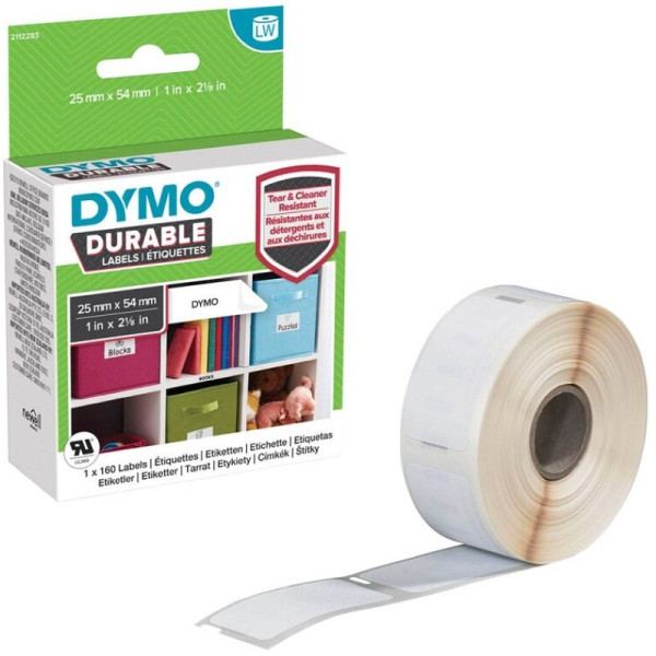 DYMO Hochleistungs-Etikettenrolle 2112283 mit 160 Einzeletiketten 25 x 54 mm weiß