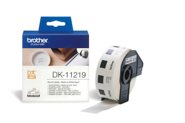Brother Etikettenrolle DK-11219 mit 1200 Einzeletiketten Ø 12 mm weiß